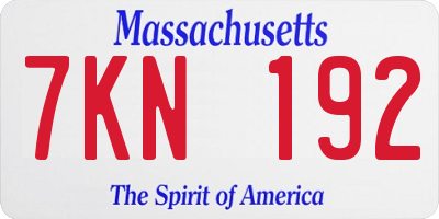 MA license plate 7KN192