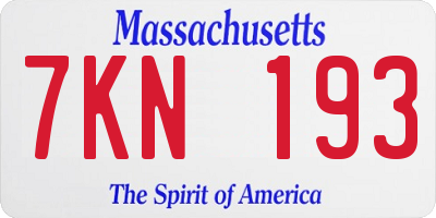 MA license plate 7KN193