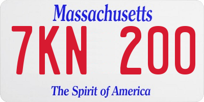 MA license plate 7KN200
