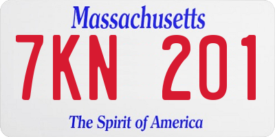 MA license plate 7KN201