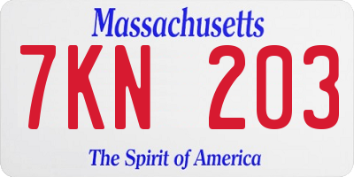 MA license plate 7KN203