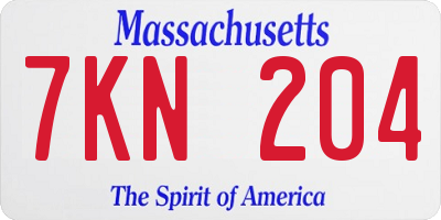 MA license plate 7KN204
