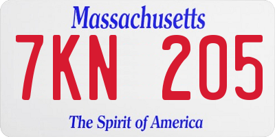 MA license plate 7KN205