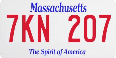 MA license plate 7KN207