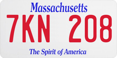 MA license plate 7KN208