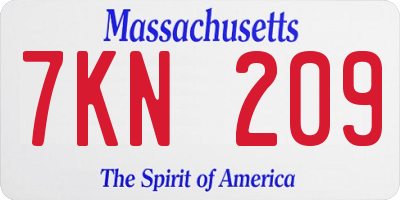 MA license plate 7KN209