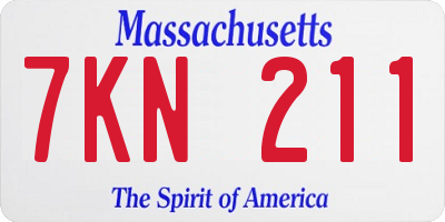 MA license plate 7KN211