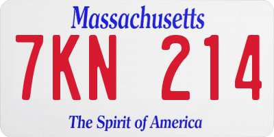 MA license plate 7KN214