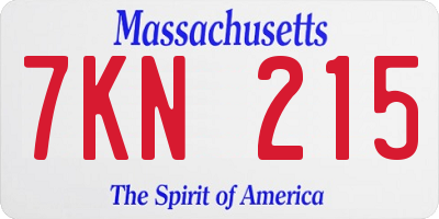 MA license plate 7KN215