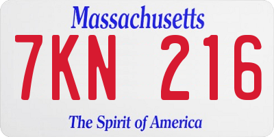 MA license plate 7KN216