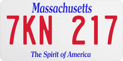 MA license plate 7KN217