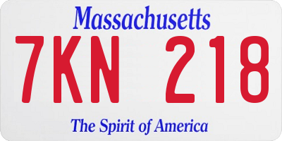 MA license plate 7KN218