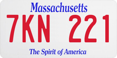 MA license plate 7KN221