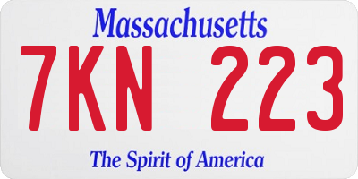 MA license plate 7KN223