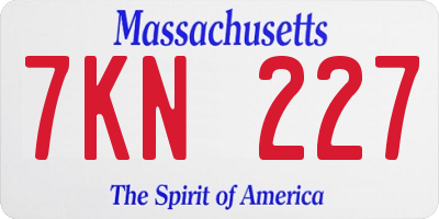 MA license plate 7KN227