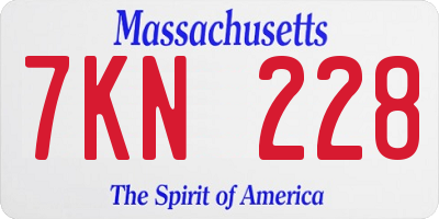 MA license plate 7KN228