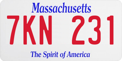 MA license plate 7KN231