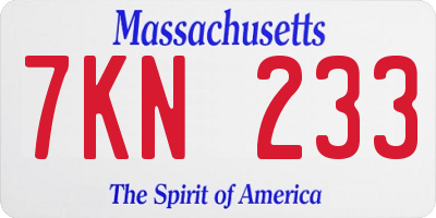 MA license plate 7KN233