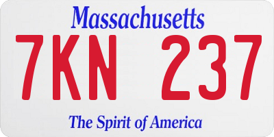 MA license plate 7KN237