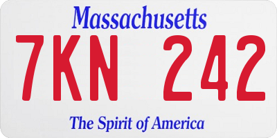 MA license plate 7KN242