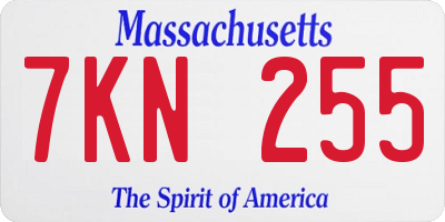 MA license plate 7KN255