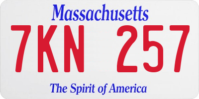 MA license plate 7KN257