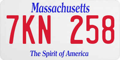 MA license plate 7KN258