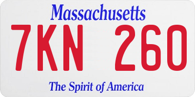MA license plate 7KN260