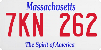 MA license plate 7KN262