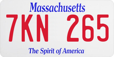 MA license plate 7KN265