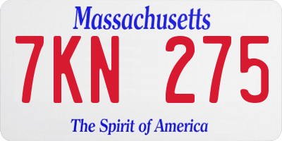 MA license plate 7KN275