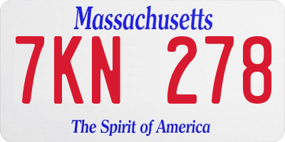 MA license plate 7KN278