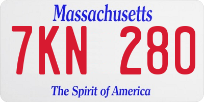 MA license plate 7KN280