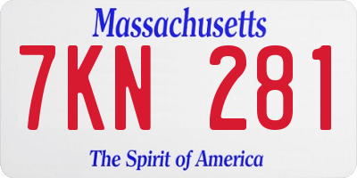 MA license plate 7KN281