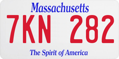MA license plate 7KN282
