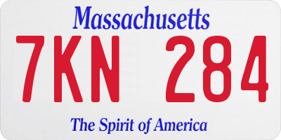 MA license plate 7KN284