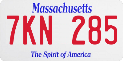 MA license plate 7KN285