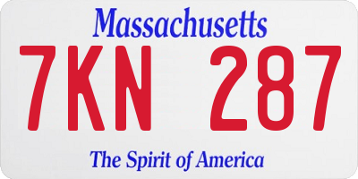MA license plate 7KN287