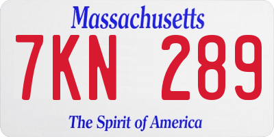 MA license plate 7KN289