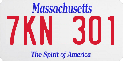 MA license plate 7KN301
