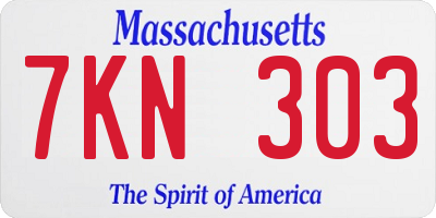 MA license plate 7KN303