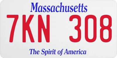 MA license plate 7KN308