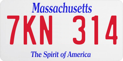 MA license plate 7KN314