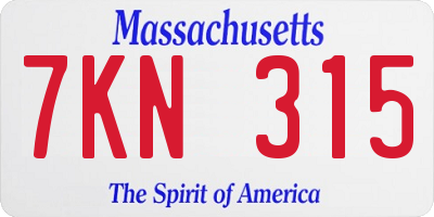 MA license plate 7KN315