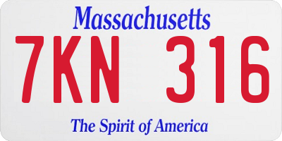 MA license plate 7KN316