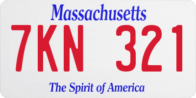 MA license plate 7KN321