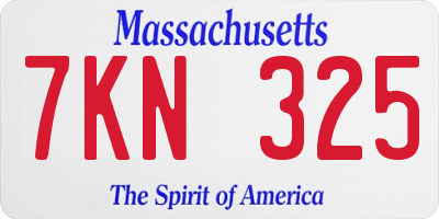 MA license plate 7KN325
