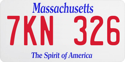 MA license plate 7KN326