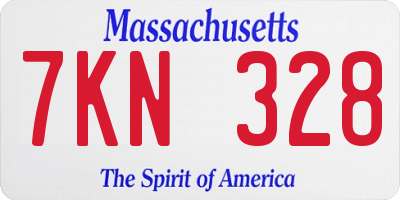 MA license plate 7KN328