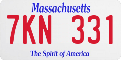 MA license plate 7KN331